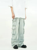 Ceekoo Unisex Wide-leg Multi-pocket Jeans