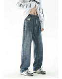 Ceekoo Versatile Wide-leg Washed Jeans