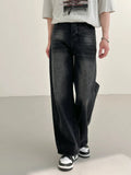 Ceekoo Washed Black Wide-leg Jeans