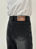 Ceekoo Washed Black Wide-leg Jeans