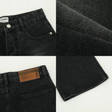 Ceekoo Washed Black Wide-leg Jeans