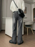 Ceekoo Washed Gray Straight-leg Jeans