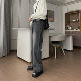 Ceekoo Washed Gray Straight-leg Jeans