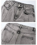 Ceekoo Washed Gray Straight-leg Jeans