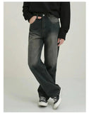 Ceekoo Washed Haze Gray Straight-leg Jeans