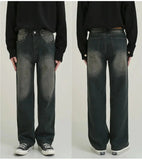 Ceekoo Washed Haze Gray Straight-leg Jeans