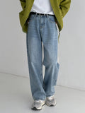 Ceekoo Washed High-waisted Wide-leg Jeans