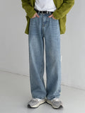 Ceekoo Washed High-waisted Wide-leg Jeans