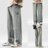 Ceekoo Washed  Loose Straight Retro Jeans