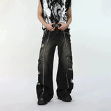 Ceekoo Washed Ripped Wide-leg Jeans