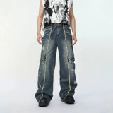 Ceekoo Washed Ripped Wide-leg Jeans