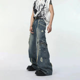 Ceekoo Washed Ripped Wide-leg Jeans