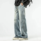 Ceekoo Washed Side-button Drawstring Jeans