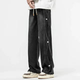 Ceekoo Washed Side-button Drawstring Jeans