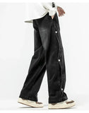 Ceekoo Washed Side-button Drawstring Jeans