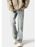 Ceekoo Washed Slim Fit Straight Leg Jeans