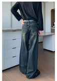 Ceekoo Washed Straight-leg Wide-leg Jeans