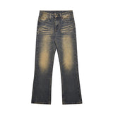 Ceekoo Washed Yellow Mud Straight-leg Jeans