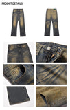 Ceekoo Washed Yellow Mud Straight-leg Jeans