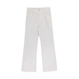 Ceekoo White High Waist Straight Leg Jeans