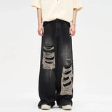 Ceekoo Wide Leg Ripped Jeans