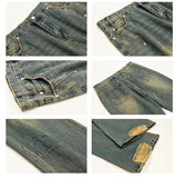 Ceekoo Yellow Mud Washed Straight-leg Jeans