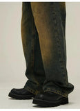 Ceekoo Yellow Mud Washed Straight-leg Jeans