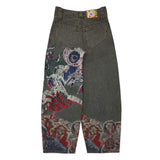 Ceekoo  -   90s Streetwear Streetwear New American Pop Hip-hop Rock Oversized Embroidered Cowboy Y2k Street Fashion Joker Harajuku Gothic Wide-leg Pants