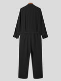 Ceekoo Mens Belted Long Sleeve Casual Jumpsuit