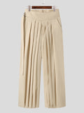 Ceekoo Mens Pleated Wide-leg Loose Skirt Pants