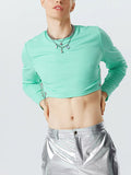 Ceekoo Mens Chain Long Sleeve Knit Crop Top