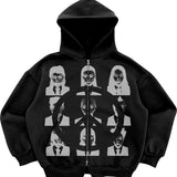 Ceekoo  -  Gothic Retro High Street Hoodies Y2k Zip Up Hoodie Men and Women Clothes Hip Hop Punk Loose Sweatshirt Zipper Pullover Cardigan