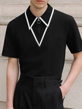 Ceekoo Mens Chanel-Style Spliced Collar Shirt