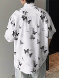 Ceekoo Mens Butterfly Print Short Sleeve Shirt