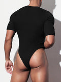 Ceekoo Mens Sexy Notch Neck Half Sleeve Bodysuit