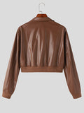 Ceekoo Mens Faux Leather Zip Jacket Crop Top