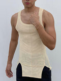 Ceekoo Mens Mesh See Through Split Hem Tank