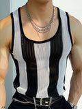 Ceekoo Mens Sexy Striped U-Neck Sleeveless Tank