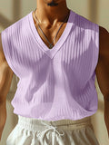 Ceekoo Mens Striped V-Neck Sheer Sleeveless Tank