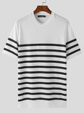 Ceekoo Mens Striped Crew Neck Short Sleeve T-Shirt