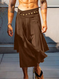 Ceekoo Mens Pleated Wrap Metal Buttons A-Line Skirt