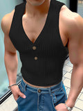 Ceekoo Mens Knitted Ribbed V-Neck Tank