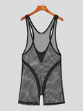 Ceekoo Mens Mesh See Through Sleeveless Bodysuit