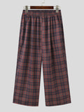 Ceekoo Mens Simple Solid Color Plaid Pant