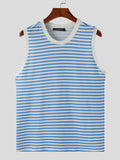 Ceekoo Mens Contrast Striped Crew Neck Sleeveless Tank