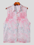 Ceekoo Mens Sexy Floral Print Sheer Sleeveless Shirt