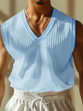 Ceekoo Mens Striped V-Neck Sheer Sleeveless Tank