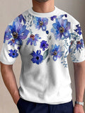 Ceekoo Mens Floral Print Crew Neck T-Shirt