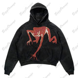 Ceekoo  -   E-Commerce Black High Street Gothic Matta Mummy Sweater Street Casual Y2k Hoodie