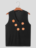 Ceekoo Mens 3D Floral Print V-Neck Sleeveless Tank